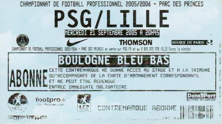 Ticket / billet PSG - PARIS SG / MONTPELLIER